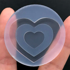 Double Heart Shaker Charm Silicone Mold | Kawaii Decoden Cabochon DIY | UV Resin Soft Mould | Cute Accessories Making (39mm x 34mm)