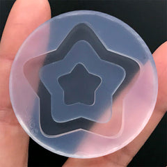 Double Star Resin Shaker Charm Silicone Mould | Kawaii UV Resin Soft Mold | Cute Decoden Cabochon Making (38mm x 36mm)