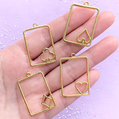 Playing Card Open Bezels | Poker Deco Frame for UV Resin Filling | Alice in Wonderland Jewelry Making (4 pcs / Gold / 22mm x 34mm)