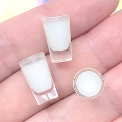 3D Miniature Glass with Milk | Dollhouse Breakfast | Doll House Beverage | Mini Food Jewelry Making (3 pcs / 9mm x 15mm)