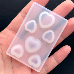 Small Heart Silicone Mold (6 Cavity) | Puffy Heart Mold | Flat Heart Mould | Clear Mold for UV Resin | Kawaii Crafts