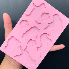 Cat and Paw Silicone Mold Assortment (9 Cavity) | Food Safe Chocolate Mould | Cute Kitty Mold | Kawaii Decoden Cabochon DIY