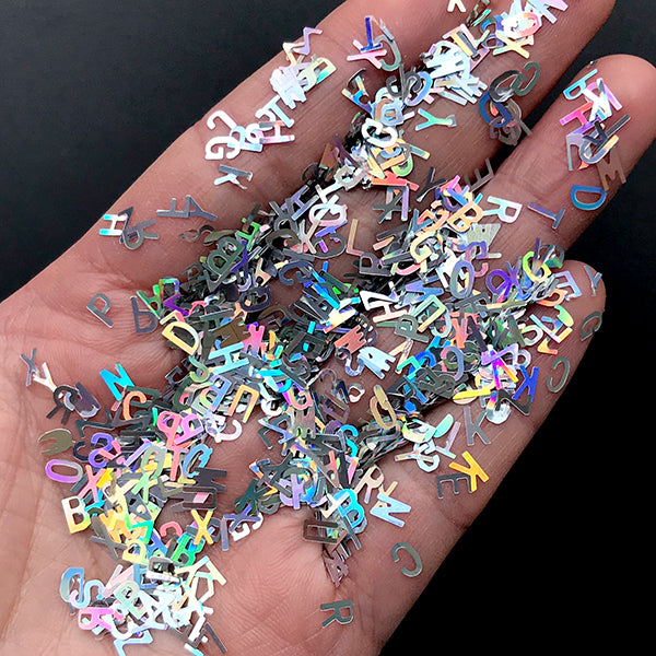 BOBEINI Lettres Alphabet Holographiques Laser Chunky – Paillettes Époxy Résine 12 Couleurs, 2g Par Sachet Pour DIY Créatif