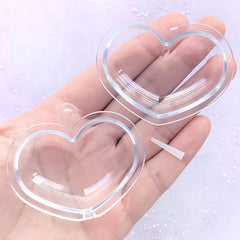 Heart Shaker Charm Blank | Clear Plastic Puffy Heart Case with Loop | Shake Shake Ornament Making | Kawaii Jewelry Supplies (1 piece / 55mm x 48mm)