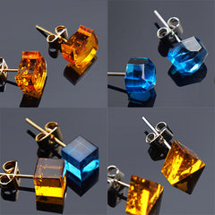 Tiny Mini Silicone Mold (Set of 4) | Stud Earring Mold | Kitty Head Mold | Gem Mold | Triangle Mold | Square Mold | Clear Mould for UV Resin