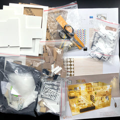 Miniature House Making Kit with Kitchen Living Room Dinning Room Bedroom Toilet in 1:24 Scale | Modern Dollhouse DIY with Furnitures