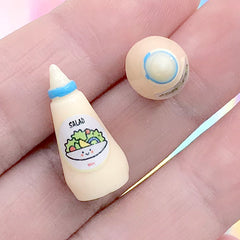 Miniature Salad Dressing Bottle | Dollhouse Supermarket Groceries | Doll Food Craft | Kawaii Decoden Supplies (2 pcs / 10mm x 21mm)