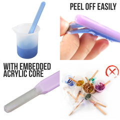 Reusable Stir Stick with Embedded Acrylic Core for Resin Craft | Silicone Mixing Tool for Resin Art | Essential Resin Tool (13mm x 140mm)