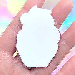 Acrylic Cupcake Cabochon with Glitter | Cute Hair Bow Center | Kawaii Decoden | Scrapbook Embellishment (1 piece / 40mm x 55mm)