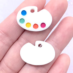 Painting Palette Cabochons | Artist Paint Mixing Tray Resin Charm | Kawaii Jewellery Supplies (3 pcs / 24mm x 17mm)