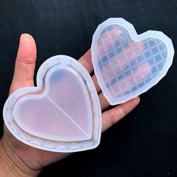 Crystal Heart Trinket Box Silicone Mold, Make Your Own Storage Box, MiniatureSweet, Kawaii Resin Crafts, Decoden Cabochons Supplies