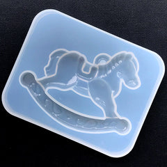 Large Rocking Horse Silicone Mold | Kawaii Embellishment Mold | Clear Soft Flexible Mold for UV Resin Art (90mm x 69mm)