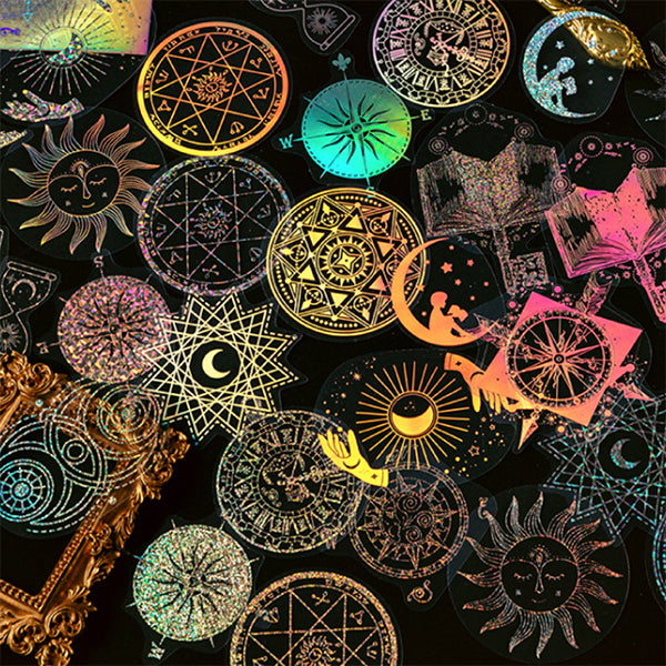 Holographic Magic Circle Stickers | Holo Magic World Sticker | Mahou Kei Sticker | Magical Girl Embellishments for Resin Art (45 pcs)