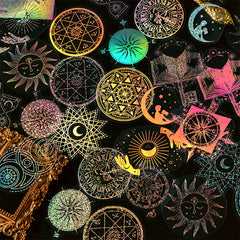 Holographic Magic Circle Stickers | Holo Magic World Sticker | Mahou Kei Sticker | Magical Girl Embellishments for Resin Art (45 pcs)
