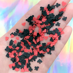 Playing Card Suits Polymer Clay Slices | Alice in Wonderland Embellishments | Casino Shaker Charm Bits (5 grams)