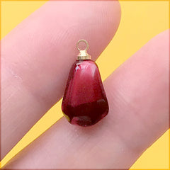 Realistic Pomegranate Seed Pendant | 3D Fruit Charm | Cute Jewelry Making (1 Piece / Red / 8mm x 16mm)