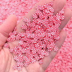 Christmas Peppermint Candy Polymer Clay Slices | Holiday Festival Resin Shaker Bits | Sweet Deco | Fake Food Embellishments (5 grams)