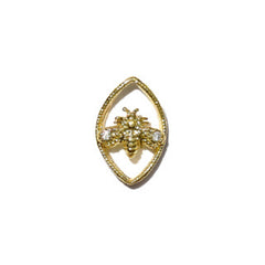 Insect with Frame Metal Nail Charm with Rhinestones | Embellishment for Nail Art (1 piece / Gold / 8mm x 12mm)