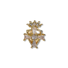 Royal Crusader Shield Nail Charm with Rhinestones | Medieval Knight Armor Embellishment | Luxury Resin Inclusion (1 piece / Gold / 9mm x 12mm)