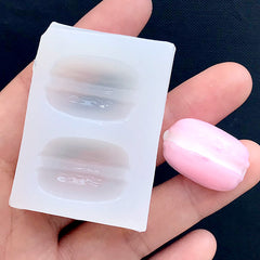 French Macaron Silicone Mold (2 Cavity) | Kawaii Sweet Mold | Decoden Cabochon Mold | Soft Clear Mould for UV Resin Art (24mm x 16mm)