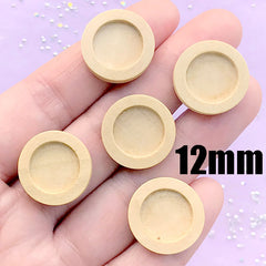 12mm Wood Bezel | Round Wooden Tray | Cameo Setting for UV Resin Filling | Resin Jewelry Making (5 pcs / 12mm / Raw Color)