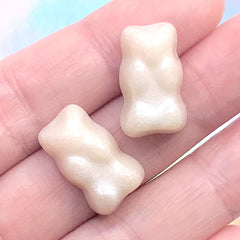 Pearlescent Gummy Candy Cabochons in Bear Shape | Faux Food Embellishments | Kawaii Sweet Deco | Decoden Supplies (2 pcs / Cream White / 11mm x 19mm)