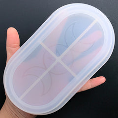 Triple Moon Trinket Tray Silicone Mold | Dianic Wicca Dish Mould | Triple Goddess Altar Decoration | Resin Craft Supplies (98mm x 173mm)