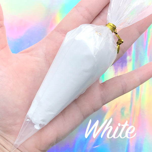 White Deco Cream Clay | Faux Whipped Cream for Fake Sweets Deco | Kawaii Phone Case Decoden | Miniature Food DIY (50g / Opaque White)