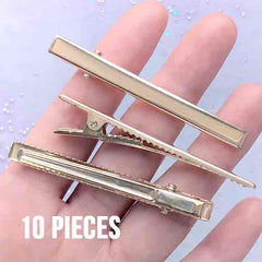 Alligator Hair Clip Blanks | Glue on Hair Clip for Kawaii Jewelry DIY | Toddler Hair Accessories Making (Gold / 10 pcs / 6mm x 60mm)