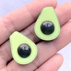 Avocado Cabochons | Fake Food Resin Cabochon | Decoden Phone Case Supplies | Kawaii Jewelry Making (2 pcs / 19mm x 25mm)