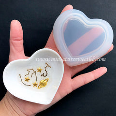 Heart Tray Silicone Mold | Personalised Trinket Dish Making | Kawaii Craft Supplies | Clear Mold for UV Resin | Epoxy Resin Art (78mm x 69mm)