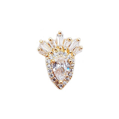 Luxury Bling Bling Nail Charm with Rhinestones | Sparkle Embellishment | Resin Jewellery Decoration (1 piece / Gold / 11mm x 14mm)