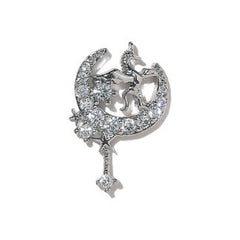 Unicorn and Moon Nail Charm with Rhinestones | Mythical Creature Embellishment | Magical Girl Nail Design (1 piece / Silver / 11mm x 16mm)