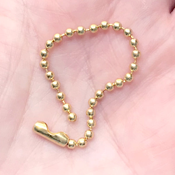 Gold Ball Chain | Bead Chain with Connector | Key Chain Making | Jewelry Findings (2.4mm x 10cm / 10 pcs)