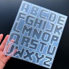 Pixel Alphabet Silicone Mold (26 Cavity) | Large Capital Letters Mold | Big Uppercase Letter A to Z Mold | Resin Mould Supplies (38mm)