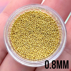 0.8mm Gold Microbeads | Mini Metal Beads | High Quality Nail Caviar Beads | Dollhouse Dragee Toppings | Miniature Confectionery (10g)