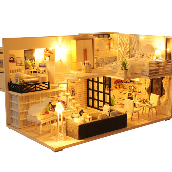 Miniature Kit with Furniture in 1:24 Scale, Dollhouse Bedroom with LE, MiniatureSweet, Kawaii Resin Crafts, Decoden Cabochons Supplies