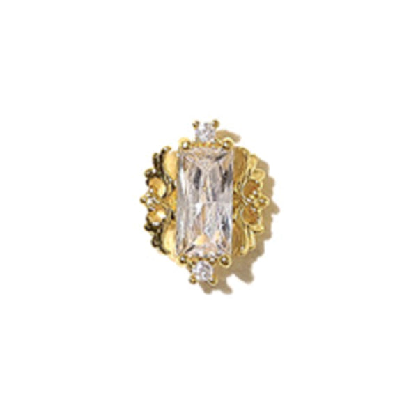 Baroque Nail Charm with Rhinestones | Luxury Resin Inclusion | Sparkle Embellishment for Nail Art (1 piece / Gold / 9mm x 12mm)