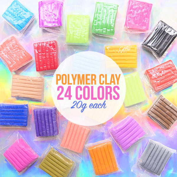 Polymer Clay Set of 24 pcs Modeling Clay Starter Set with 24 Colors Oven Baking Clay 20g per block