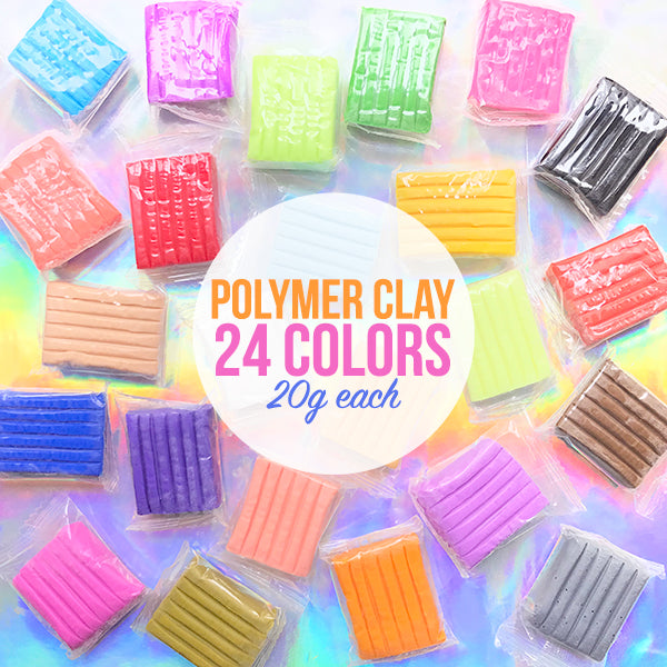 Polymer Clay (Set of 24 pcs), Modeling Clay Starter Set with 24 Color, MiniatureSweet, Kawaii Resin Crafts, Decoden Cabochons Supplies