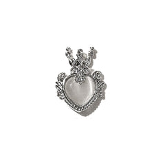 Crown Heart Nail Charm with Faux Gemstone | Royal Embellishment for Nail Decoration | Kawaii Resin Craft Supplies (1 piece / Silver / 10mm x 13mm)