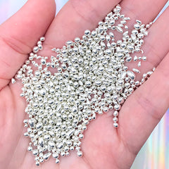Miniature Silver Pebble Mosaic Stones | Irregular Mini Stones | Resin Fillers | Resin Jewelry DIY Supplies (Silver / 10 grams)