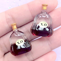 Dollhouse Miniature Liquor | 1:12 Scale Alcoholic Drink Bottle in 3D | Doll House Beverage (2 pcs / 19mm x 26mm)