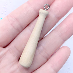 3D Wooden Baseball Bat Charm | Miniature Sports Equipment | Sport Jewelry Making (1 piece / 10mm x 53mm)