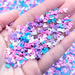 Polymer Clay Heart Sprinkles | Faux Toppings for Fake Food Craft | Kawaii Resin Inclusions (Purple Pink Blue Mix / 5 grams)