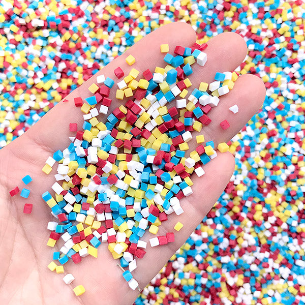 Polymer Clay Sprinkles in Cube Shape, Fake Toppings, Faux Food Craft, MiniatureSweet, Kawaii Resin Crafts, Decoden Cabochons Supplies