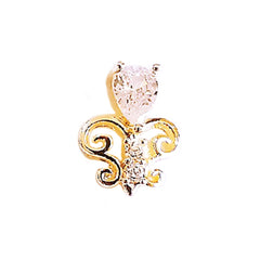 Bling Bling Fleur De Lis Nail Charm with Rhinestones | Royal Flower Embellishment | Luxury Resin Inclusion (1 piece / Gold / 10mm x 13mm)