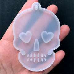 Large Skull Silicone Mold | Halloween Charm DIY | UV Resin Pendant Mould | Resin Jewellery Supplies (51mm x 77mm)