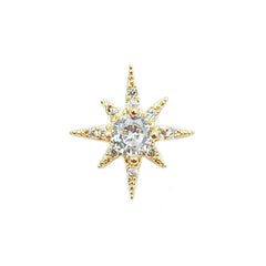 Polaris Nail Charm with Rhinestones | Sparkle Metal Embellishment | Luxury Resin Inclusion (1 piece / Gold / 12mm x 13mm)