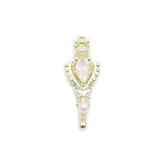 Scepter Nail Charm with Rhinestone and Pearl | Royal Embellishment for Kawaii Resin Art | Luxury Nail Decoration (1 piece / Gold / 8mm x 20mm)